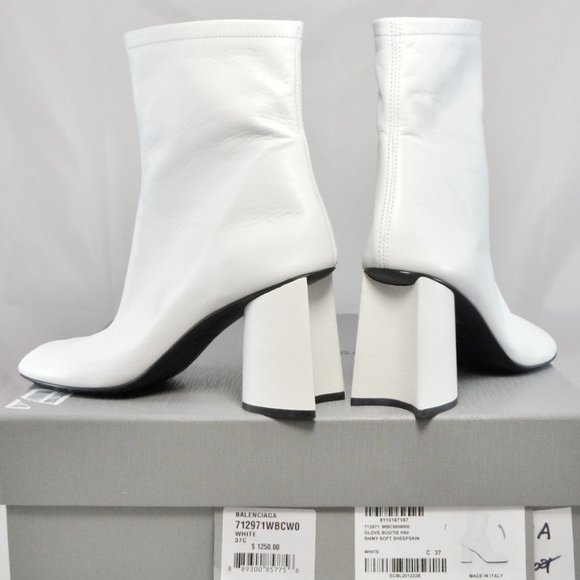 NIB$1250 Balenciaga Glove 80mm Zipped Shiny Soft Leather Ankle Bootie Boots 37 7 - Picture 16 of 17
